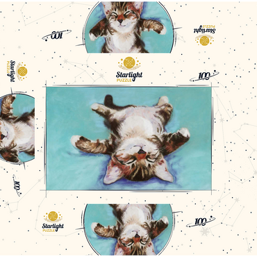 Relaxed Kitten on Turquoise Background 100 Jigsaw Puzzle box 3D Modell