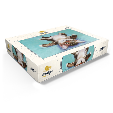 Relaxed Kitten on Turquoise Background 500 Jigsaw Puzzle box view1