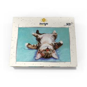 Relaxed Kitten on Turquoise Background 500 Jigsaw Puzzle box view3