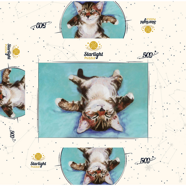 Relaxed Kitten on Turquoise Background 500 Jigsaw Puzzle box 3D Modell