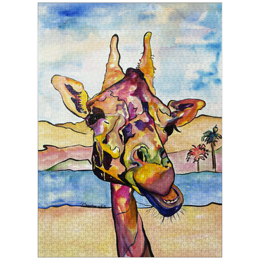 puzzleplate Colorful Giraffe in Desert Landscape 1000 Jigsaw Puzzle