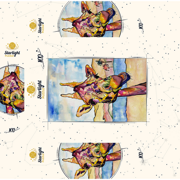Colorful Giraffe in Desert Landscape 100 Jigsaw Puzzle box 3D Modell