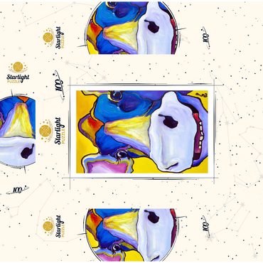 Colorful Cow Portrait 100 Jigsaw Puzzle box 3D Modell