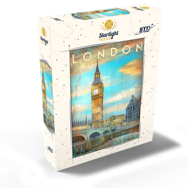 Vintage London Big Ben Artwork - Retro Travel Poster Style 1000 Jigsaw Puzzle box view2