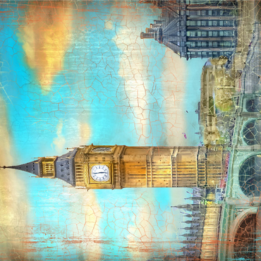 Vintage London Big Ben Artwork - Retro Travel Poster Style 1000 Jigsaw Puzzle 3D Modell