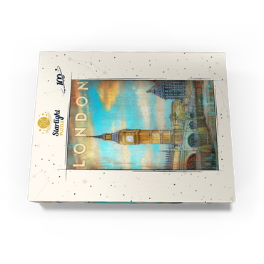 Vintage London Big Ben Artwork - Retro Travel Poster Style 100 Jigsaw Puzzle box view3