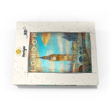 Vintage London Big Ben Artwork - Retro Travel Poster Style 500 Jigsaw Puzzle box view3