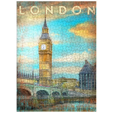 puzzleplate Vintage London Big Ben Artwork - Retro Travel Poster Style 500 Jigsaw Puzzle