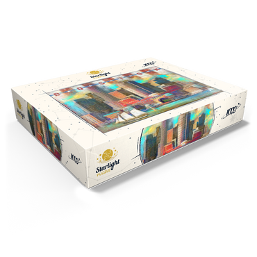 Vintage Boston Harbor Skyline - Patriotic Retro City Art 1000 Jigsaw Puzzle box view1