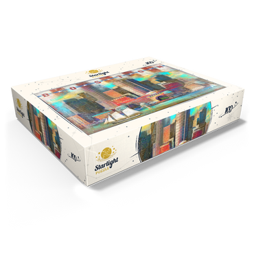 Vintage Boston Harbor Skyline - Patriotic Retro City Art 100 Jigsaw Puzzle box view1