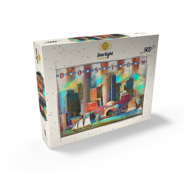 Vintage Boston Harbor Skyline - Patriotic Retro City Art 500 Jigsaw Puzzle box view2