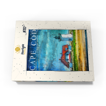 Vintage Cape Cod Lighthouse - Coastal Retro Travel Art 1000 Jigsaw Puzzle box view3