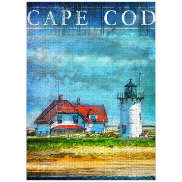puzzleplate Vintage Cape Cod Lighthouse - Coastal Retro Travel Art 1000 Jigsaw Puzzle