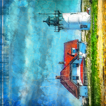 Vintage Cape Cod Lighthouse - Coastal Retro Travel Art 1000 Jigsaw Puzzle 3D Modell