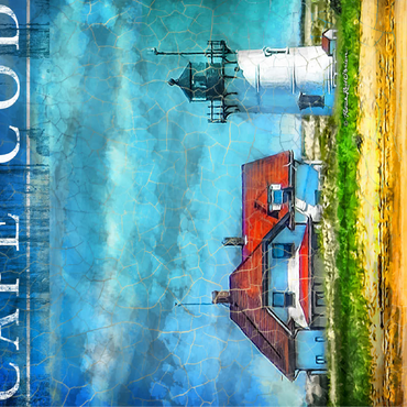 Vintage Cape Cod Lighthouse - Coastal Retro Travel Art 100 Jigsaw Puzzle 3D Modell