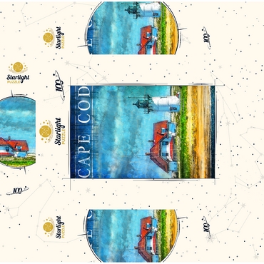 Vintage Cape Cod Lighthouse - Coastal Retro Travel Art 100 Jigsaw Puzzle box 3D Modell