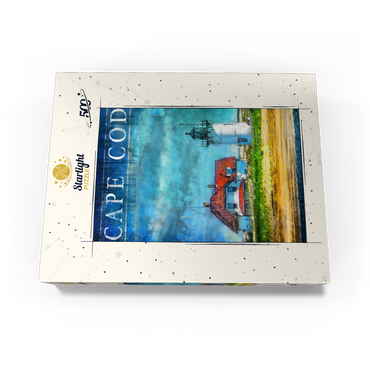 Vintage Cape Cod Lighthouse - Coastal Retro Travel Art 500 Jigsaw Puzzle box view3