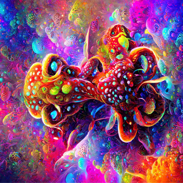 Colorful Bioluminescent Underwater World 100 Jigsaw Puzzle 3D Modell