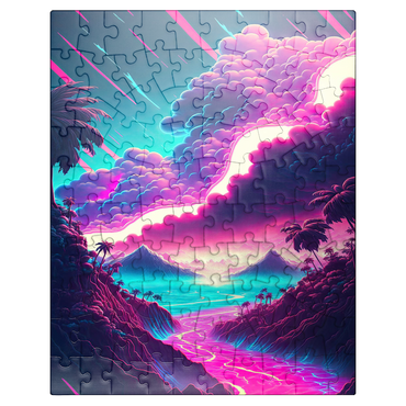 puzzleplate Dreamlike Tropical Valley at Sunrise 100 Jigsaw Puzzle