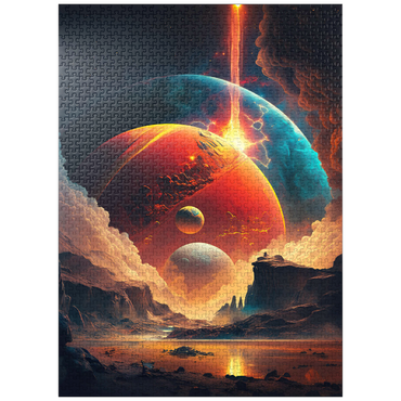 puzzleplate Cosmic Collision Over Alien Landscape 1000 Jigsaw Puzzle