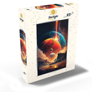 Cosmic Collision Over Alien Landscape 100 Jigsaw Puzzle box view2