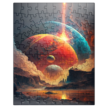 puzzleplate Cosmic Collision Over Alien Landscape 100 Jigsaw Puzzle
