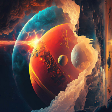 Cosmic Collision Over Alien Landscape 100 Jigsaw Puzzle 3D Modell