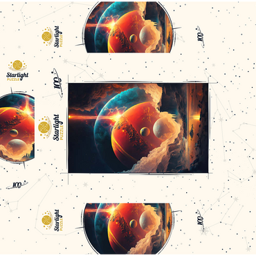 Cosmic Collision Over Alien Landscape 100 Jigsaw Puzzle box 3D Modell