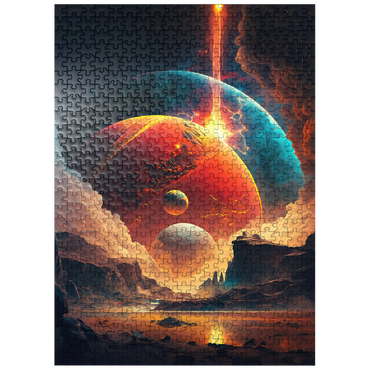 puzzleplate Cosmic Collision Over Alien Landscape 500 Jigsaw Puzzle