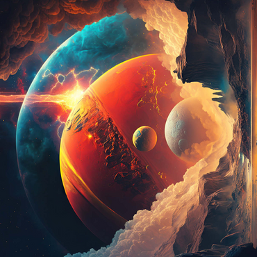 Cosmic Collision Over Alien Landscape 500 Jigsaw Puzzle 3D Modell