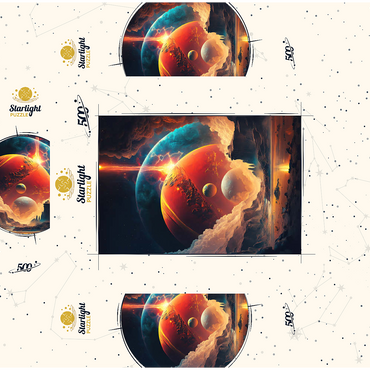 Cosmic Collision Over Alien Landscape 500 Jigsaw Puzzle box 3D Modell