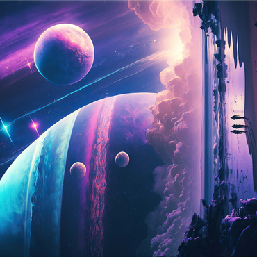 Futuristic Cosmic Beach Scene 1000 Jigsaw Puzzle 3D Modell