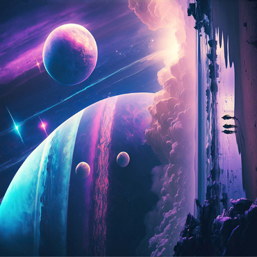 Futuristic Cosmic Beach Scene 100 Jigsaw Puzzle 3D Modell