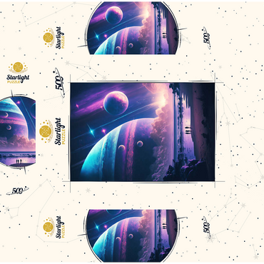 Futuristic Cosmic Beach Scene 500 Jigsaw Puzzle box 3D Modell