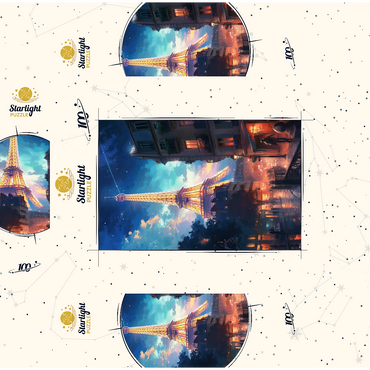 Eiffel Tower at Night - Dreamy Paris Cityscape 100 Jigsaw Puzzle box 3D Modell