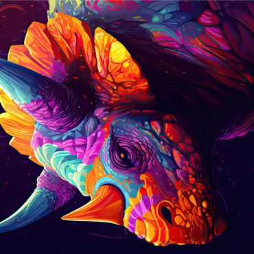 Vibrant Triceratops 1000 Jigsaw Puzzle 3D Modell