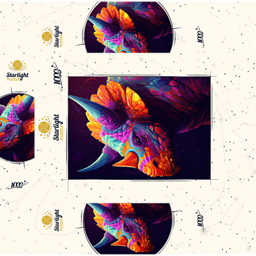 Vibrant Triceratops 1000 Jigsaw Puzzle box 3D Modell