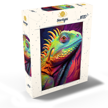 Vibrant Iguana Portrait - Colorful Digital Art 1000 Jigsaw Puzzle box view2