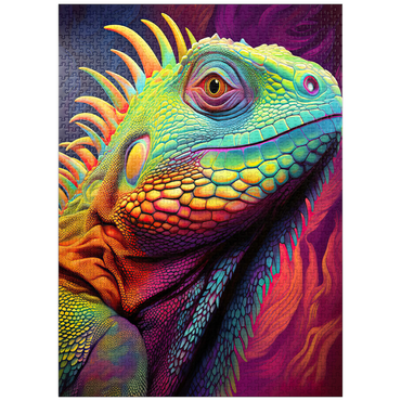 puzzleplate Vibrant Iguana Portrait - Colorful Digital Art 1000 Jigsaw Puzzle