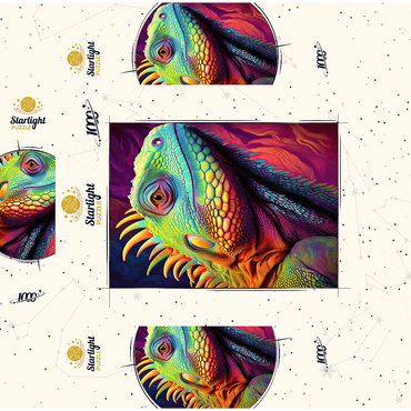 Vibrant Iguana Portrait - Colorful Digital Art 1000 Jigsaw Puzzle box 3D Modell