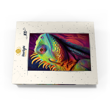 Vibrant Iguana Portrait - Colorful Digital Art 100 Jigsaw Puzzle box view3