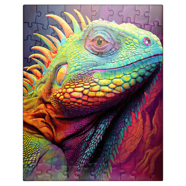 puzzleplate Vibrant Iguana Portrait - Colorful Digital Art 100 Jigsaw Puzzle
