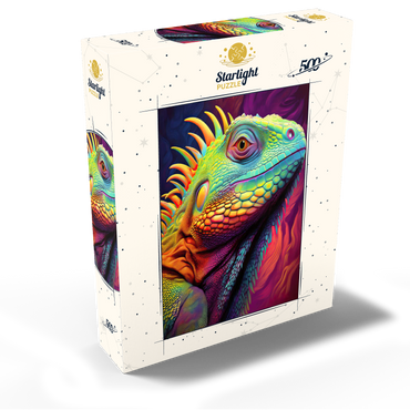 Vibrant Iguana Portrait - Colorful Digital Art 500 Jigsaw Puzzle box view2