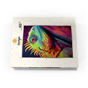 Vibrant Iguana Portrait - Colorful Digital Art 500 Jigsaw Puzzle box view3