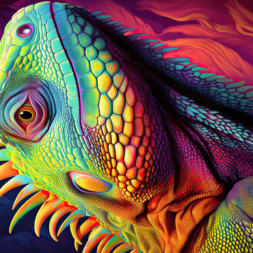 Vibrant Iguana Portrait - Colorful Digital Art 500 Jigsaw Puzzle 3D Modell