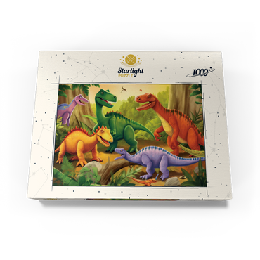 Colorful Dinosaur Scene - Vibrant Prehistoric Illustration 1000 Jigsaw Puzzle box view3