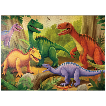 puzzleplate Colorful Dinosaur Scene - Vibrant Prehistoric Illustration 1000 Jigsaw Puzzle