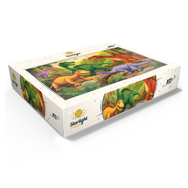 Colorful Dinosaur Scene - Vibrant Prehistoric Illustration 100 Jigsaw Puzzle box view1