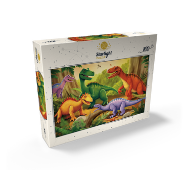 Colorful Dinosaur Scene - Vibrant Prehistoric Illustration 100 Jigsaw Puzzle box view2
