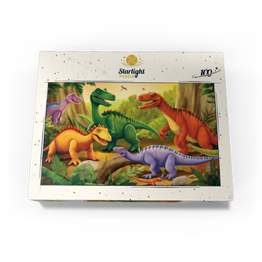 Colorful Dinosaur Scene - Vibrant Prehistoric Illustration 100 Jigsaw Puzzle box view3